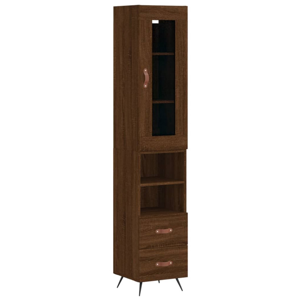 (brown oak, 2 drawers 2 shelves) vidaXL Highboard Sideboard Tall Storage Cabinet Side Cabinet Engineered Wood