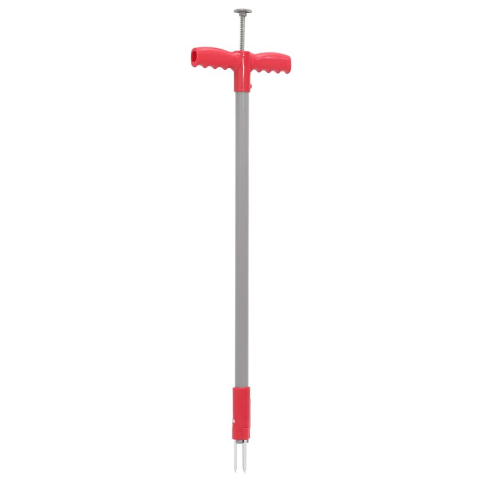 (Red and grey) vidaXL Weed Remover Stand Up Weed Puller Red and Silver Anodised Aluminium