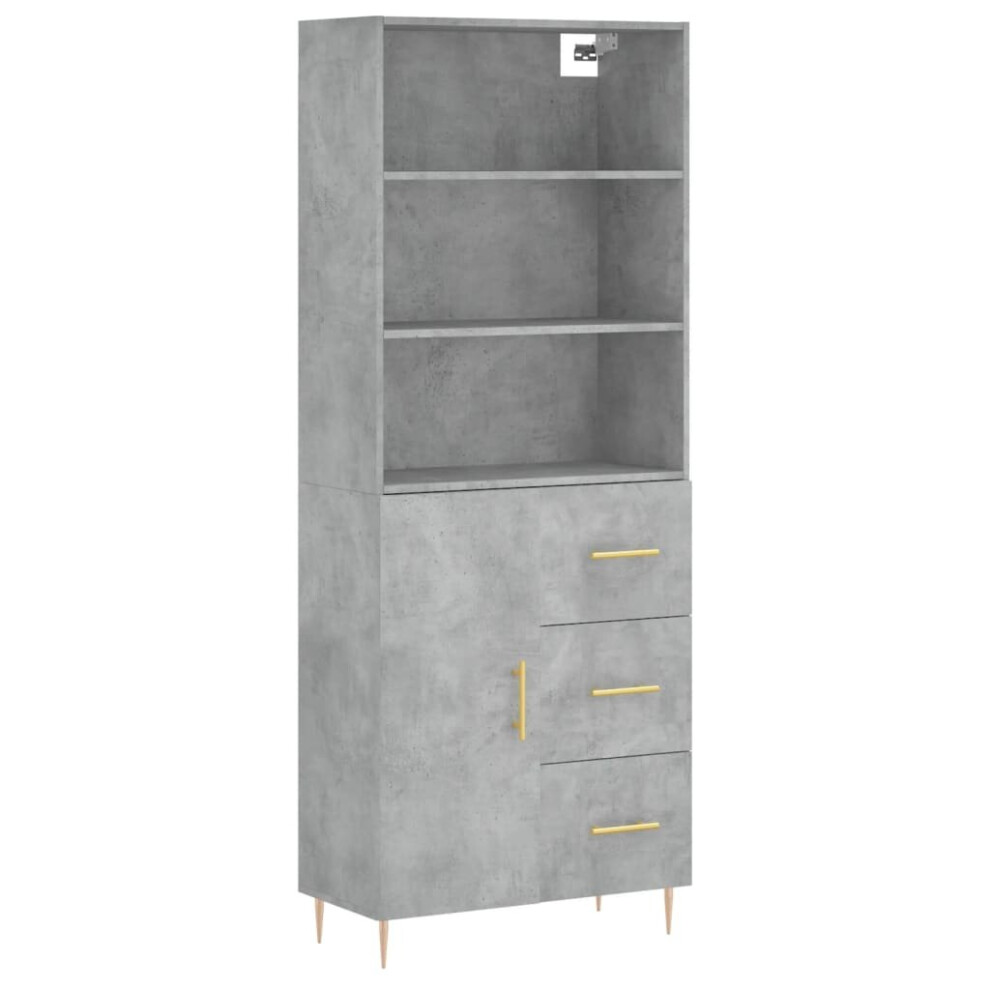 (concrete grey, 1 door 3 drawers) vidaXL Highboard Sideboard Cupboard Side Cabinet Grey Sonoma Engineered Wood