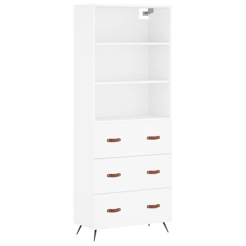 Vidaxl (, 3 Drawers) Highboard Sideboard Storage Cabinet Cupboard Cabinet Engineered Wood White