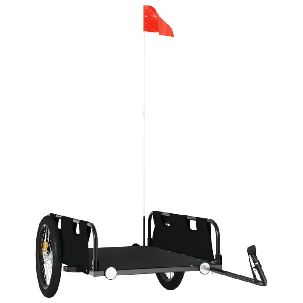 Vidaxl (Black, 135 X 68 X 38.5 Cm) Cargo Bike Trailer Bike Wagon Trolley Cart Red Oxford Fabric And Iron