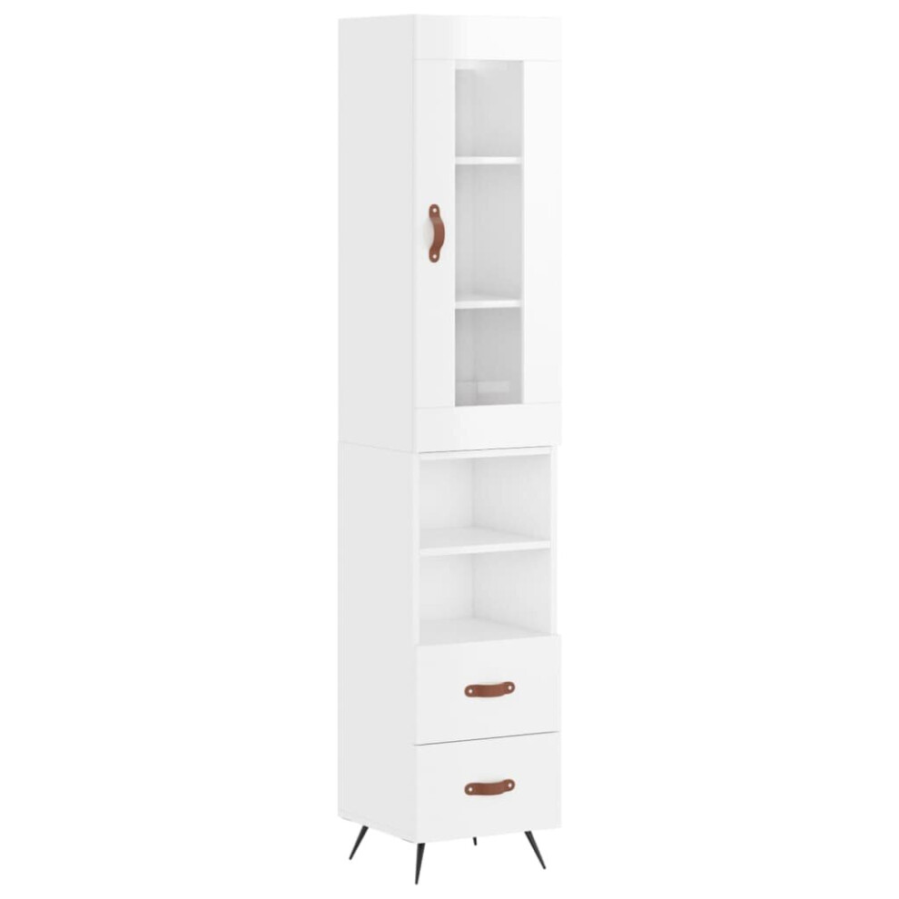 (high gloss white, 2 drawers 2 shelves) vidaXL Highboard Sideboard Tall Storage Cabinet Side Cabinet Engineered Wood