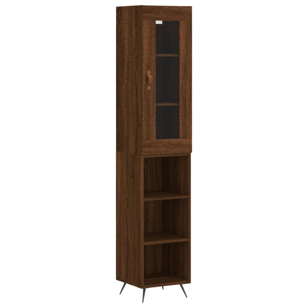 (brown oak, 3 shelves) vidaXL Highboard Sideboard Tall Storage Cabinet Side Cabinet Engineered Wood