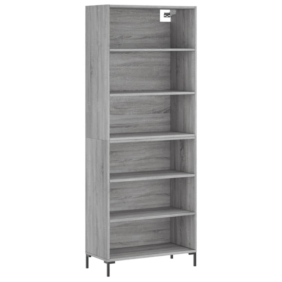 Vidaxl (Grey Sonoma, 3 Shelves) Highboard Sideboard Storage Cabinet High Gloss White Engineered Wood