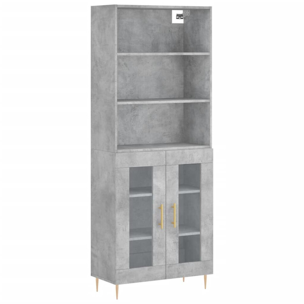 (concrete grey, 2 glass doors) vidaXL Highboard Sideboard Cupboard Side Cabinet Grey Sonoma Engineered Wood