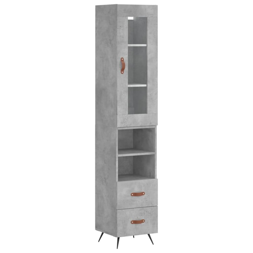 (concrete grey, 2 drawers 2 shelves) vidaXL Highboard Sideboard Tall Storage Cabinet Side Cabinet Engineered Wood