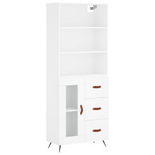 (white, 1 glass door 3 drawers) vidaXL Highboard Sideboard Storage Cabinet Cupboard Cabinet Engineered Wood