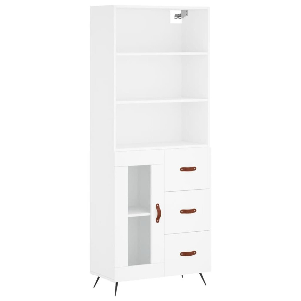 (white, 1 glass door 3 drawers) vidaXL Highboard Sideboard Storage Cabinet Side Cabinet White Engineered Wood