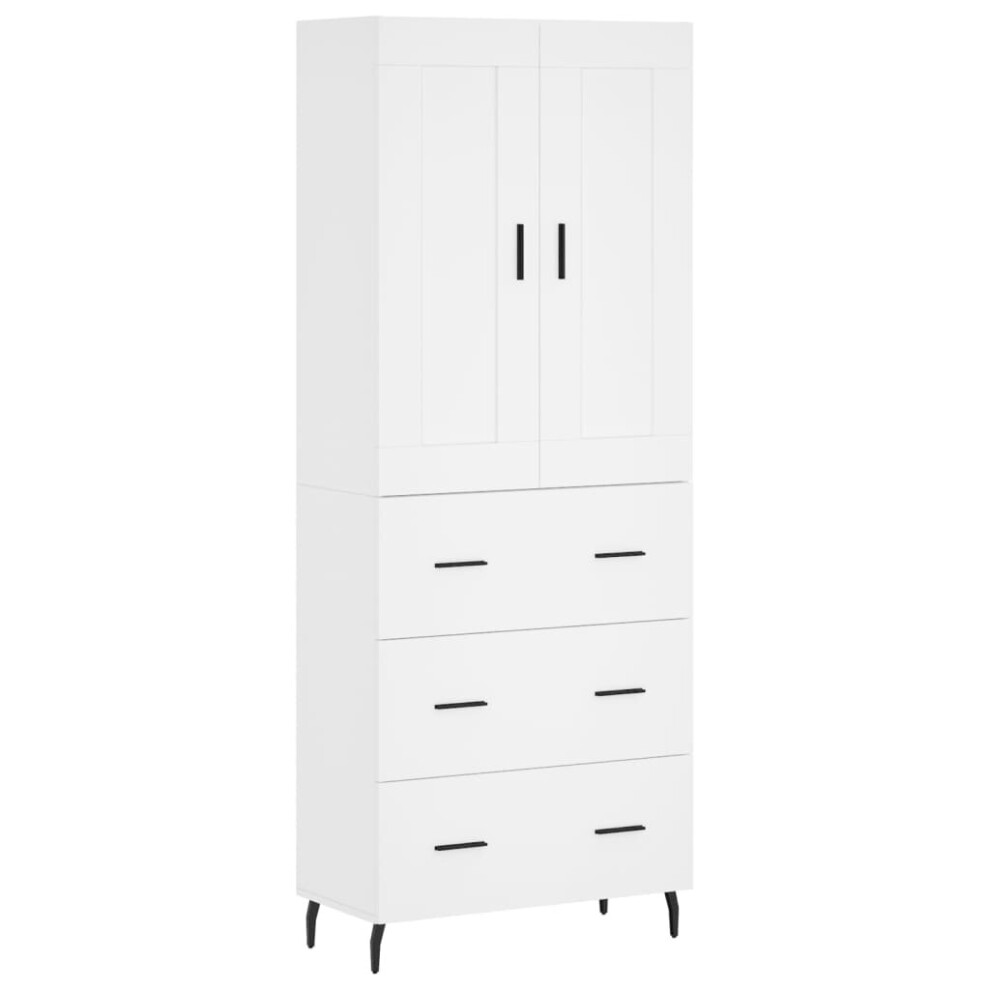Vidaxl (, 3 Drawers) Highboard Sideboard Cupboard Side Board Storage Cabinet Engineered Wood White