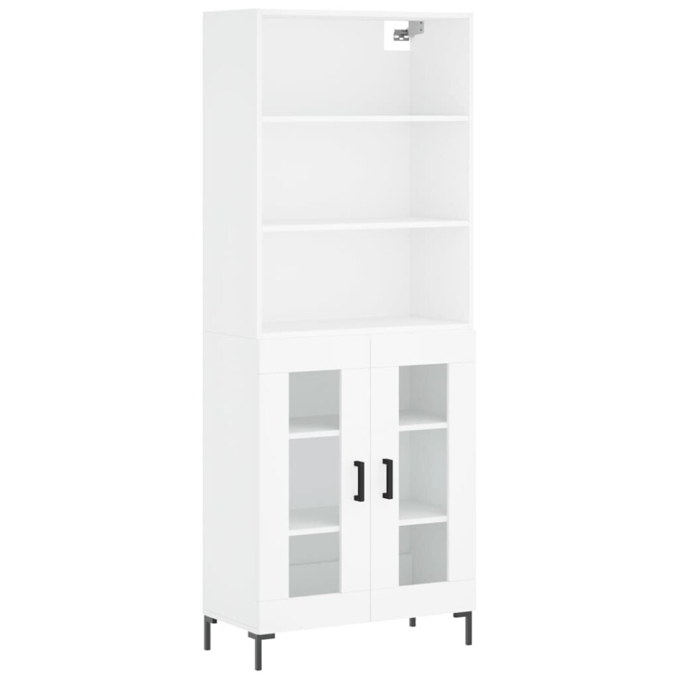 (white, 2 glass doors) vidaXL Highboard Sideboard Storage Cabinet High Gloss White Engineered Wood