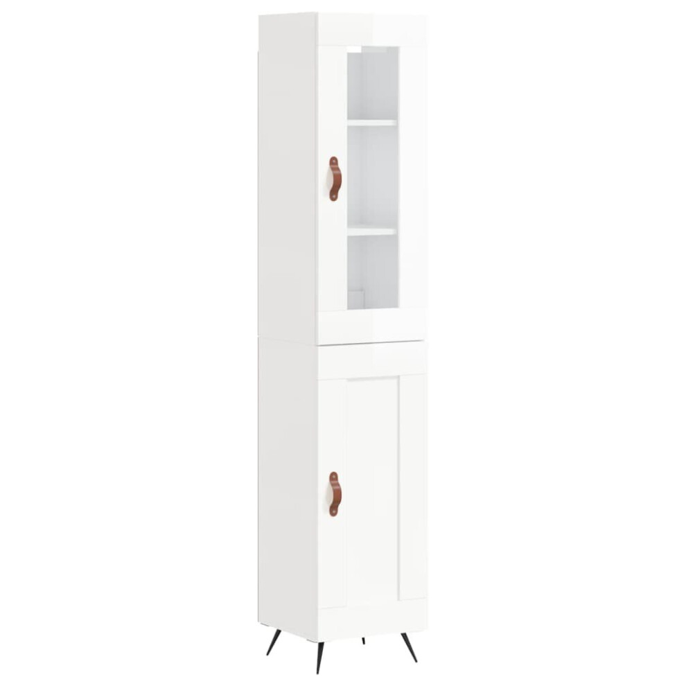 (high gloss white, 1 wood door) vidaXL Highboard Sideboard Tall Storage Cabinet Side Cabinet Engineered Wood