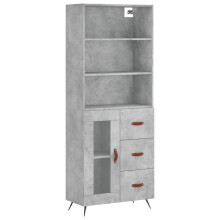 (concrete grey, 1 glass door 3 drawers) vidaXL Highboard Sideboard Storage Cabinet Cupboard Cabinet Engineered Wood