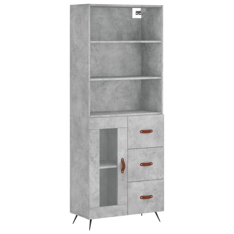 Vidaxl (Concrete Grey, 1 Glass Door 3 Drawers) Highboard Sideboard Storage Cabinet Cupboard Cabinet Engineered Wood