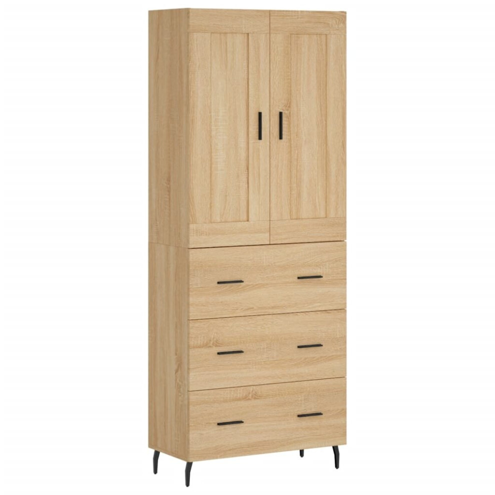 Vidaxl (Sonoma Oak, 3 Drawers) Highboard Sideboard Cupboard Side Board Storage Cabinet Engineered Wood