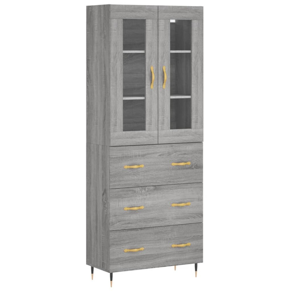 Vidaxl Highboard Sideboard Cupboard Side Cabinet Grey Sonoma Engineered Wood