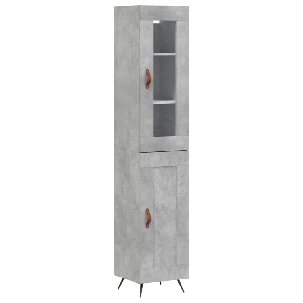 (concrete grey, 1 wood door) vidaXL Highboard Sideboard Tall Storage Cabinet Side Cabinet Engineered Wood