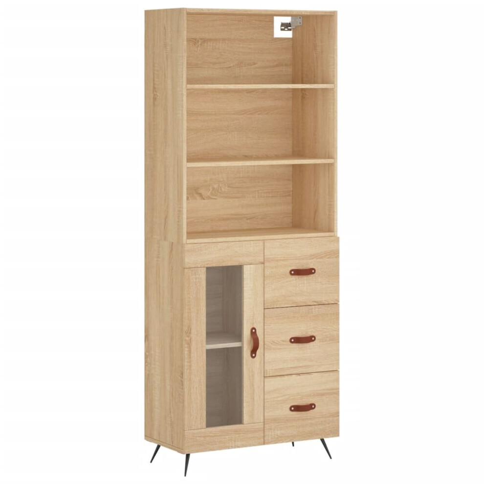 (sonoma oak, 1 glass door 3 drawers) vidaXL Highboard Sideboard Storage Cabinet Side Cabinet White Engineered Wood