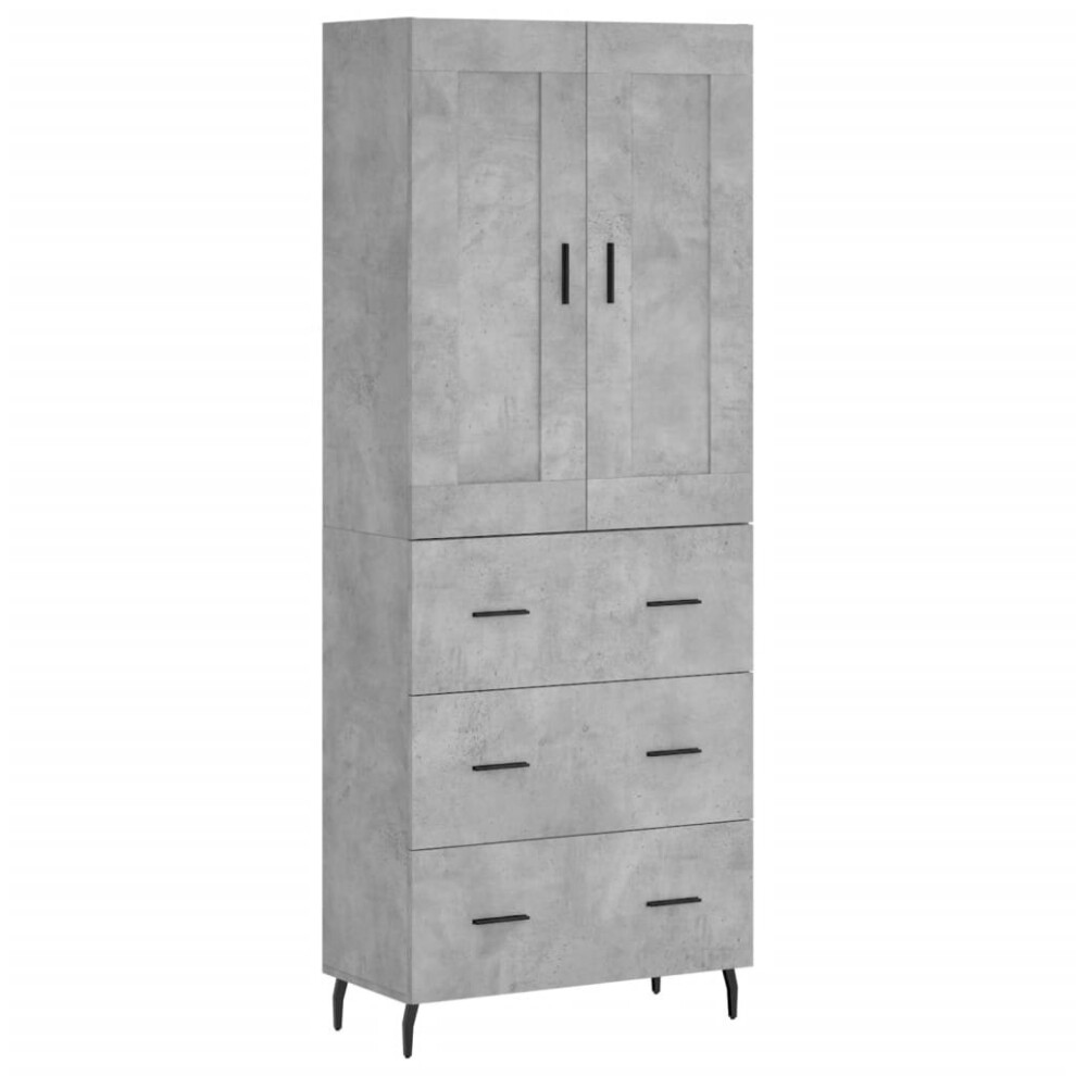 (concrete grey, 3 drawers) vidaXL Highboard Sideboard Cupboard Side Board Storage Cabinet Engineered Wood