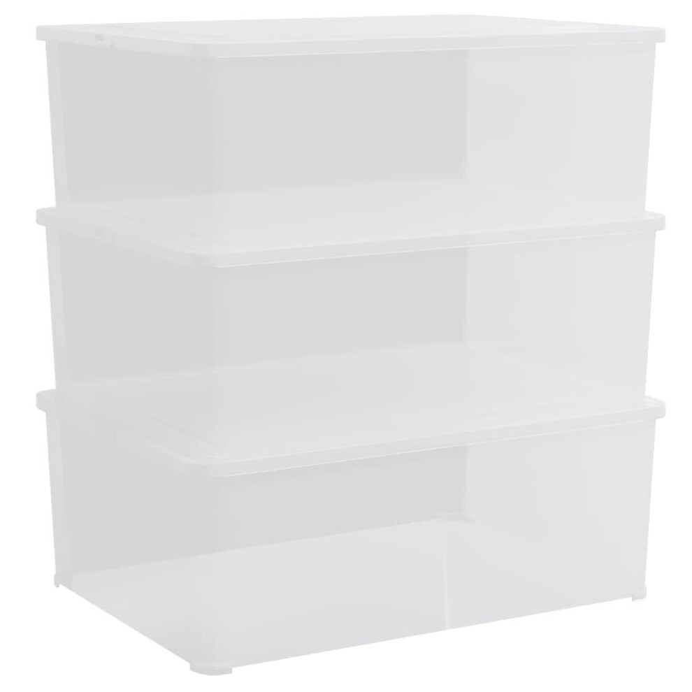 Vidaxl (37 X 26 X 13 Cm, 3 Pcs) Plastic Storage Boxes With Lid Nestable Storage Box Stackable Organiser
