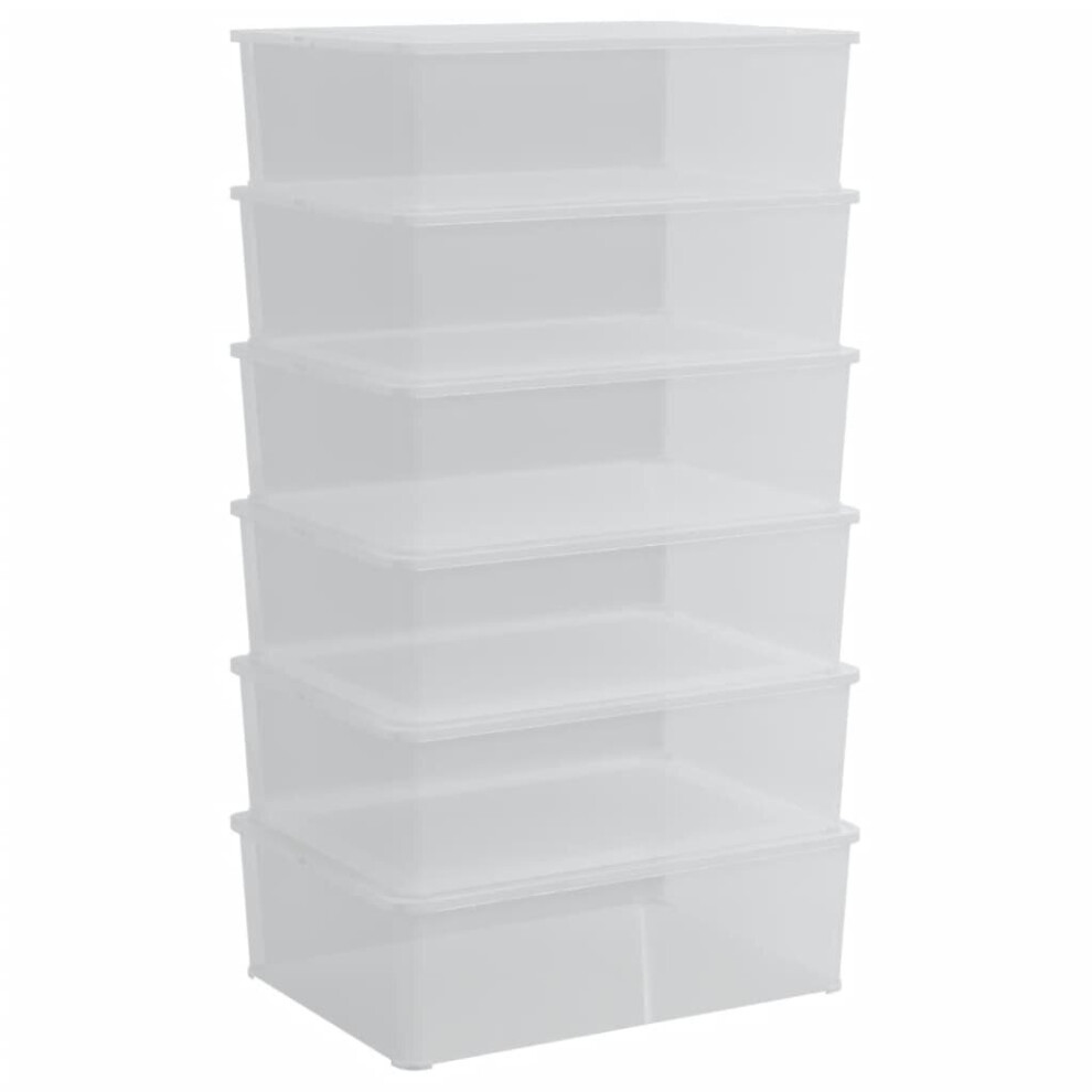 Vidaxl (54 X 38 X 16 Cm, 6 Pcs) Plastic Storage Boxes With Lid Nestable Storage Box Stackable Organiser