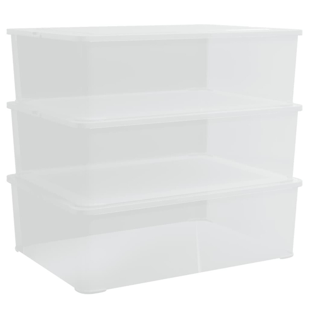 Vidaxl (54 X 38 X 16 Cm, 3 Pcs) Plastic Storage Boxes With Lid Nestable Storage Box Stackable Organiser