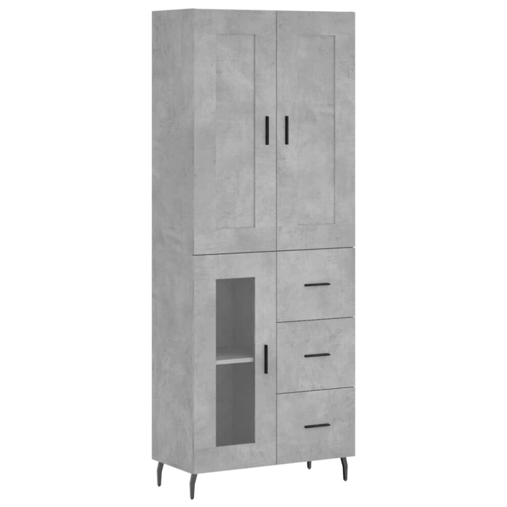 (concrete grey, 1 glass door 3 drawers) vidaXL Highboard Sideboard Cupboard Side Board Storage Cabinet Engineered Wood