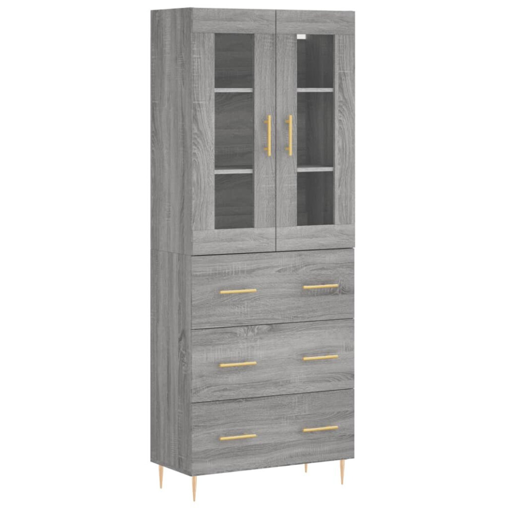 Vidaxl Highboard Sideboard Cupboard Side Cabinet Grey Sonoma Engineered Wood