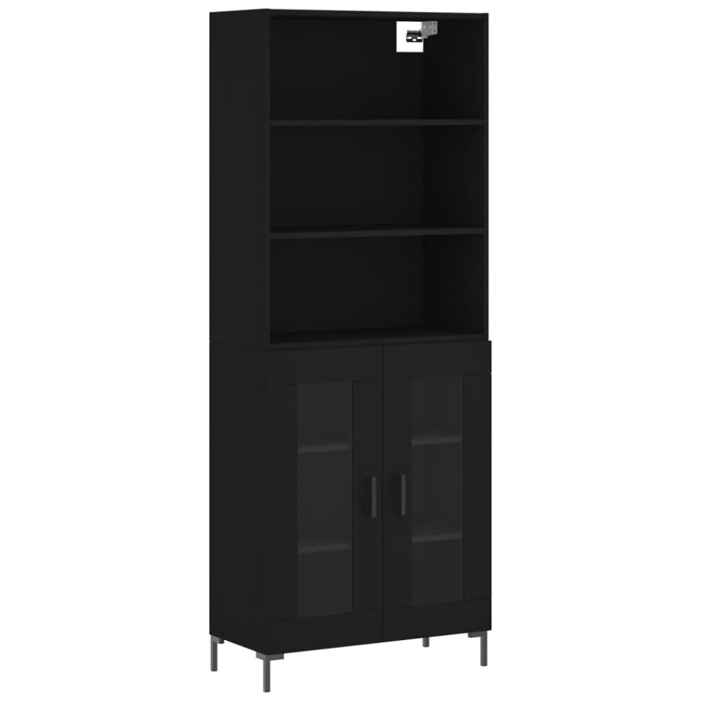 (black, 2 Glass doors) vidaXL Highboard Sideboard Storage Cabinet High Gloss White Engineered Wood