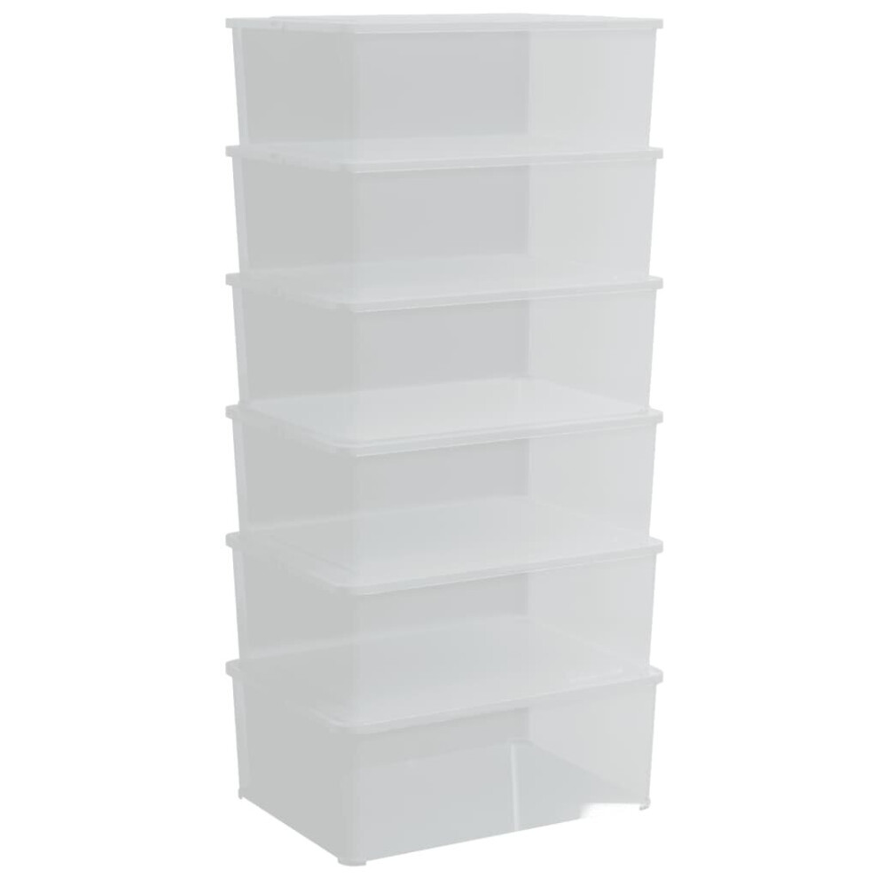 Vidaxl (37 X 26 X 13 Cm, 6 Pcs) Plastic Storage Boxes With Lid Nestable Storage Box Stackable Organiser