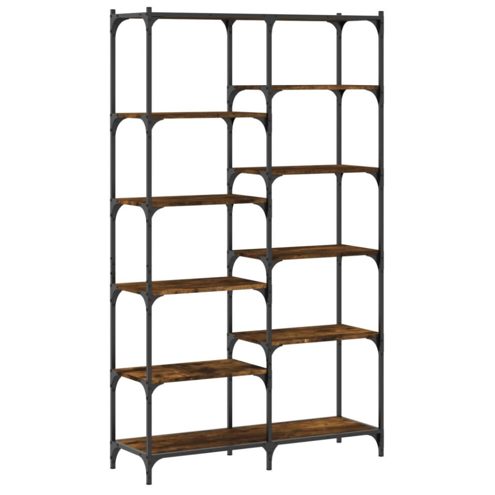 vidaXL Bookshelf Display Cabinet Bookcase Smoked Oak Engineered Wood and Iron