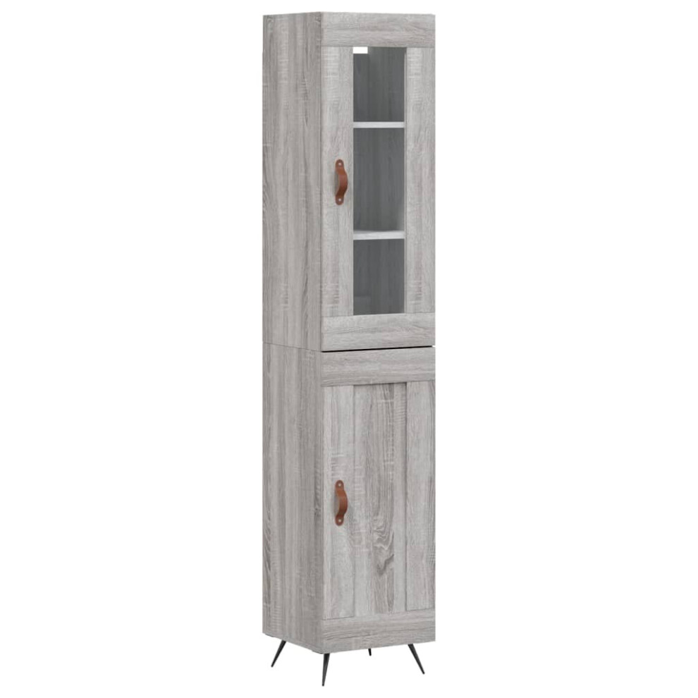 (grey sonoma, 1 wood door) vidaXL Highboard Sideboard Tall Storage Cabinet Side Cabinet Engineered Wood