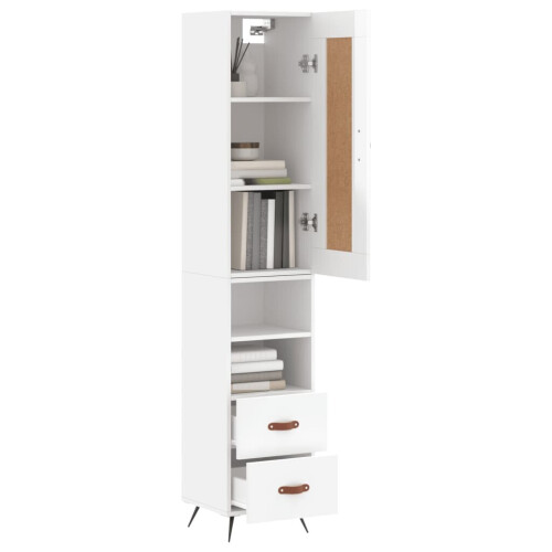 VidaXL vidaXL Highboard Sideboard Storage Cabinet High Gloss White Engineered Wood 2