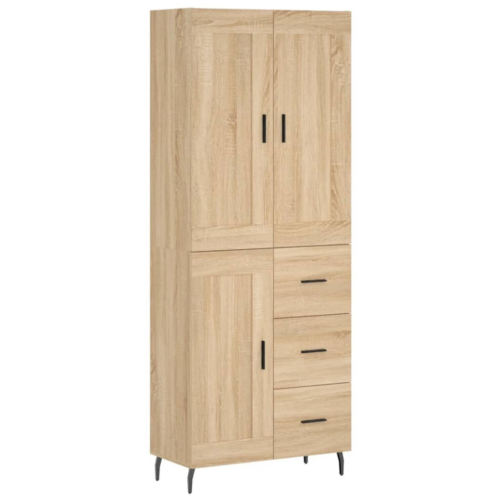 Vidaxl (Sonoma Oak, 1 Wood Door 3 Drawers) Highboard Sideboard Cupboard Side Board Storage Cabinet Engineered Wood