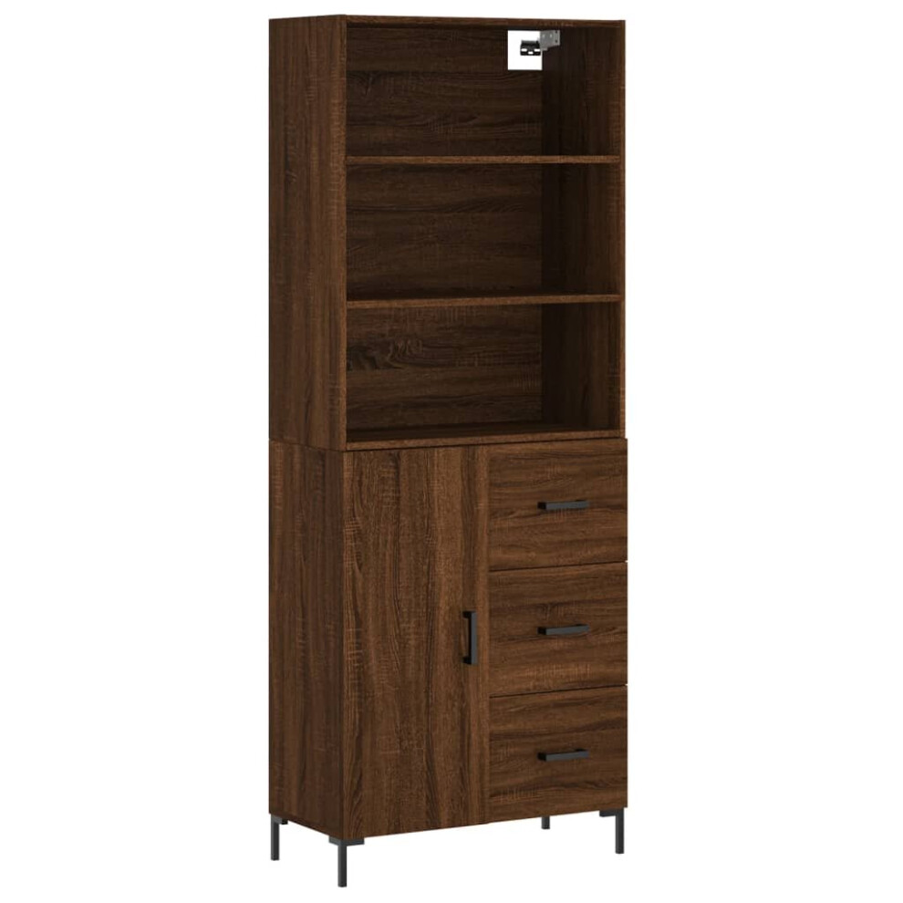 (brown oak, 1 door 3 drawers) vidaXL Highboard Sideboard Storage Cabinet High Gloss White Engineered Wood