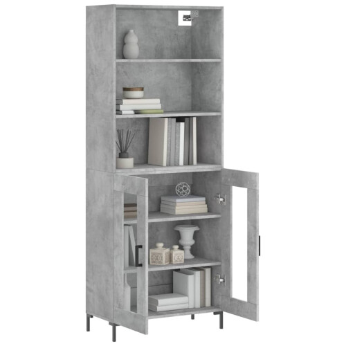 VidaXL (concrete grey, 2 glass doors) vidaXL Highboard Sideboard Storage Cabinet High Gloss White Engineered Wood 2