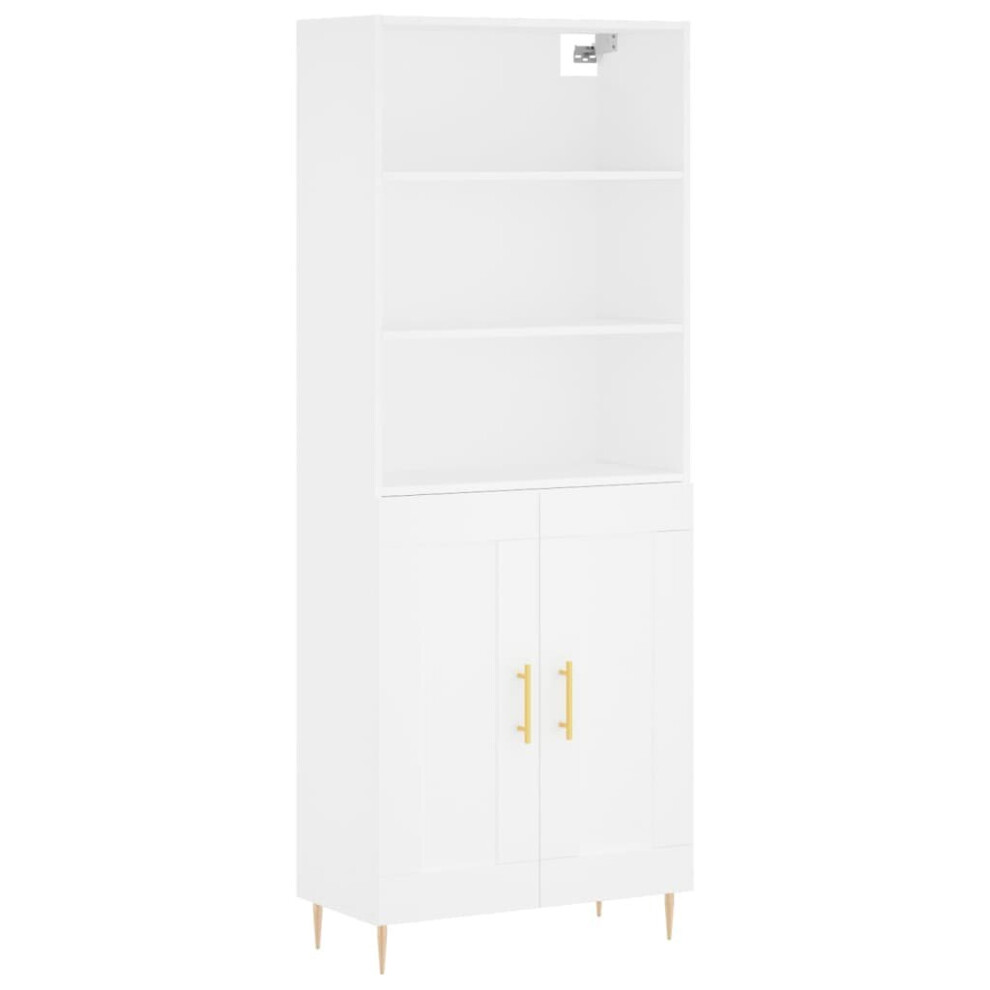 Vidaxl (White, 2 Wood Doors) Highboard Sideboard Cupboard Side Cabinet Grey Sonoma Engineered Wood