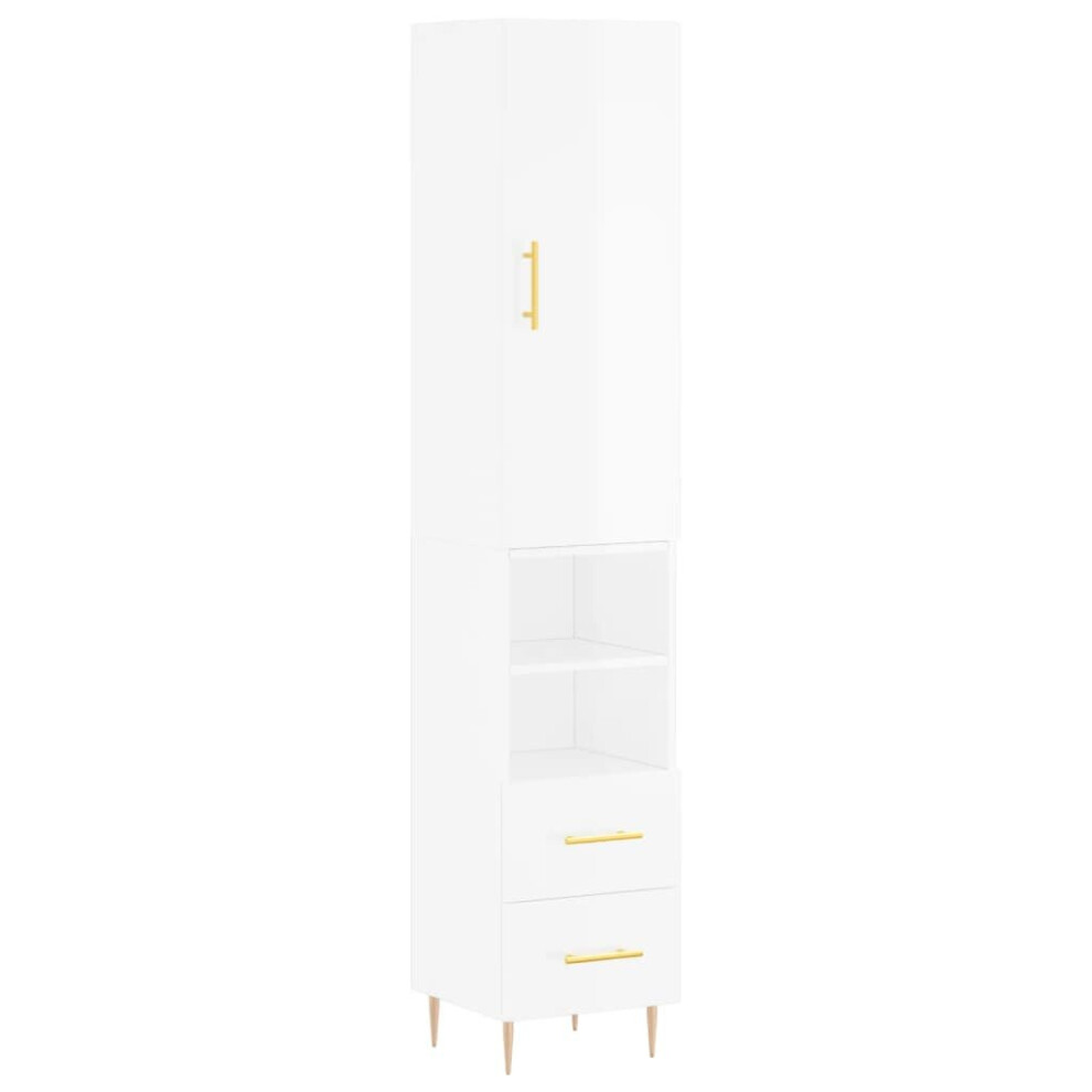 (high gloss white, 2 drawers 2 shelves) vidaXL Highboard Sideboard Tall Storage Cabinet Side Cabinet Engineered Wood