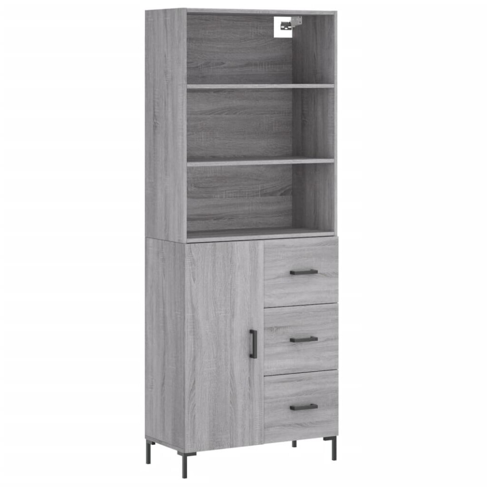 (grey sonoma, 1 door 3 drawers) vidaXL Highboard Sideboard Storage Cabinet High Gloss White Engineered Wood