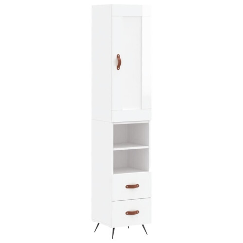 VidaXL vidaXL Highboard Sideboard Storage Cabinet High Gloss White Engineered Wood