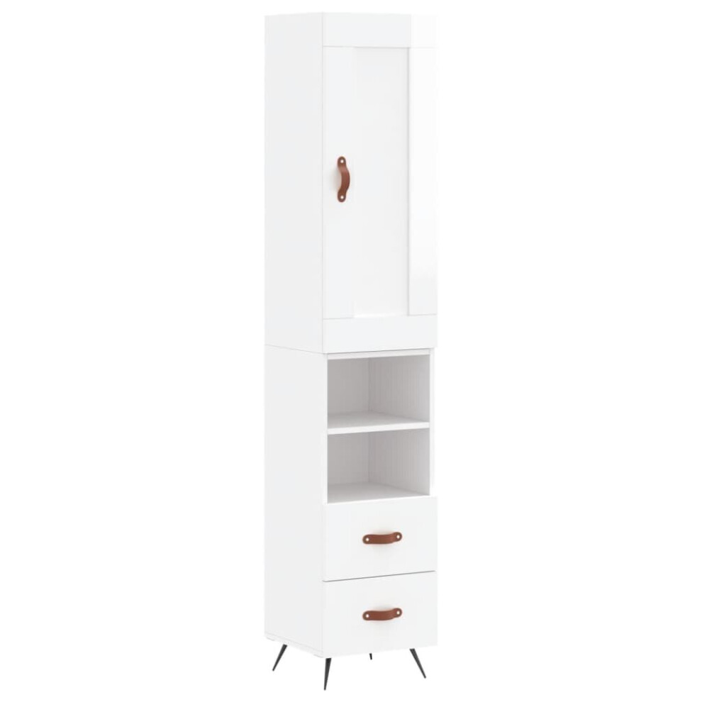 vidaXL Highboard Sideboard Storage Cabinet High Gloss White Engineered Wood