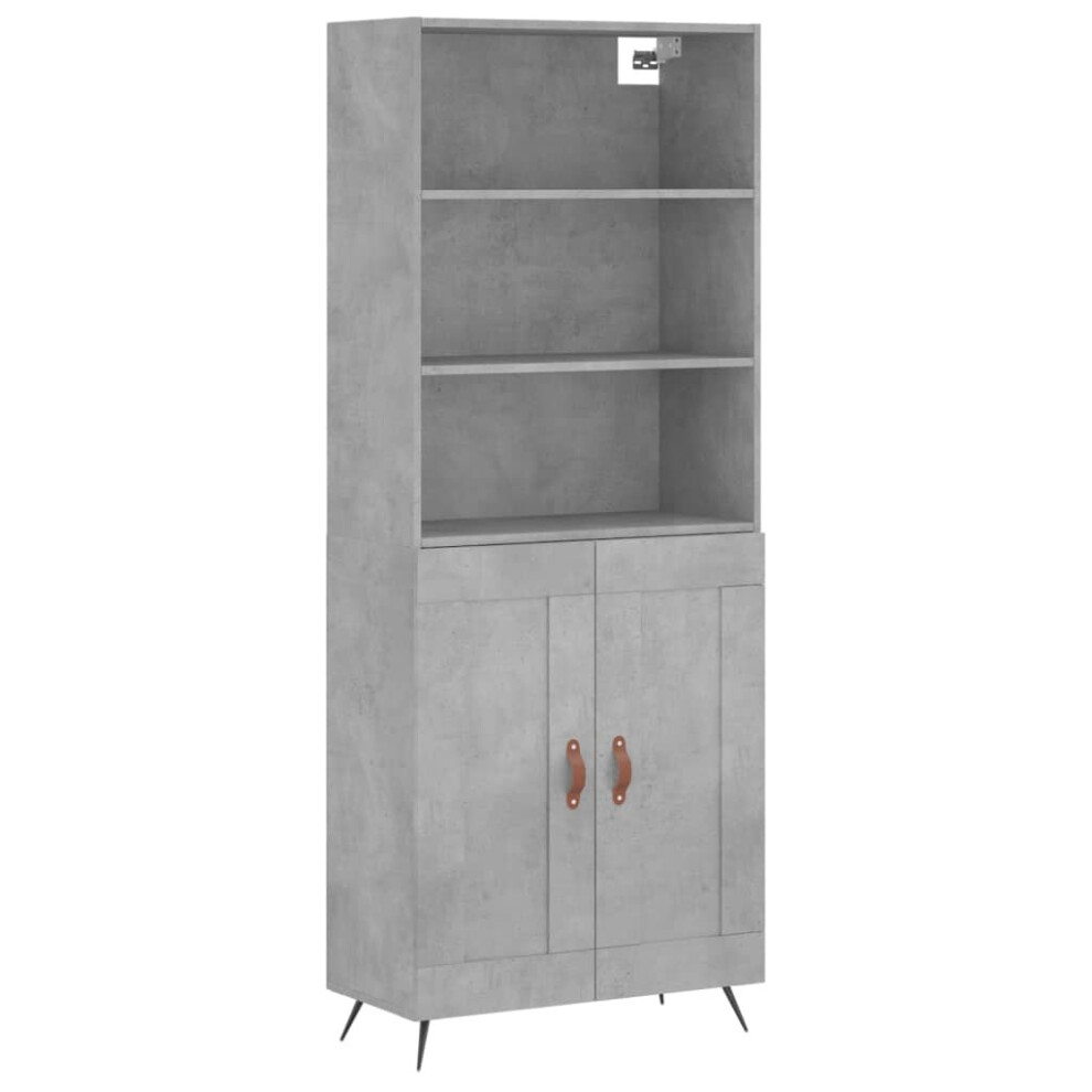 (concrete grey, 2 wood doors) vidaXL Highboard Sideboard Storage Cabinet Side Cabinet White Engineered Wood