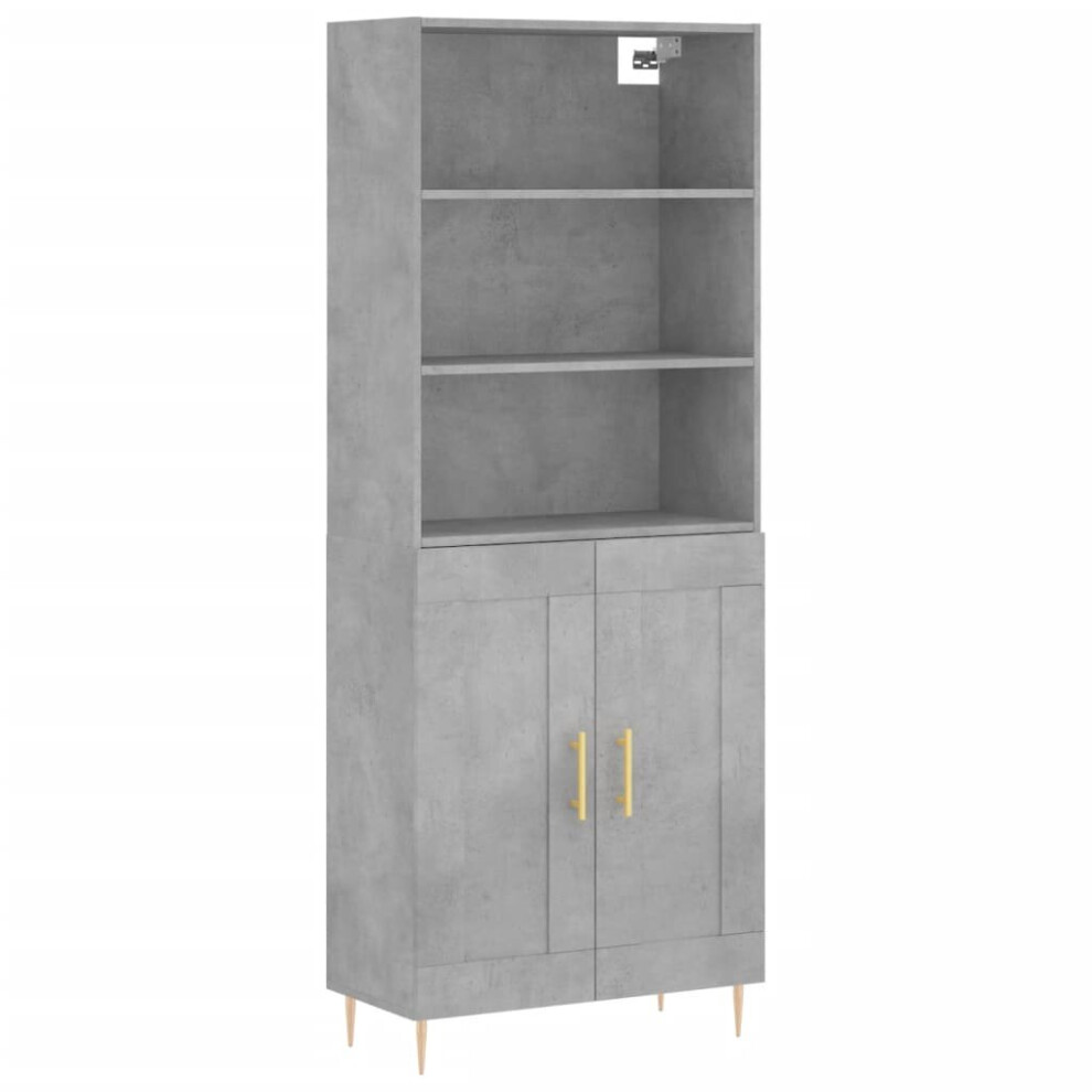 Vidaxl (Concrete Grey, 2 Wood Doors) Highboard Sideboard Cupboard Side Cabinet Grey Sonoma Engineered Wood