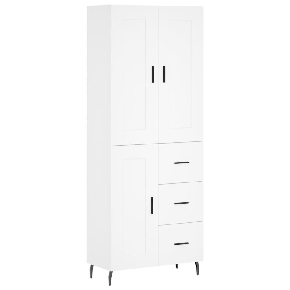 Vidaxl (, 1 Wood Door 3 Drawers) Highboard Sideboard Cupboard Side Board Storage Cabinet Engineered Wood White