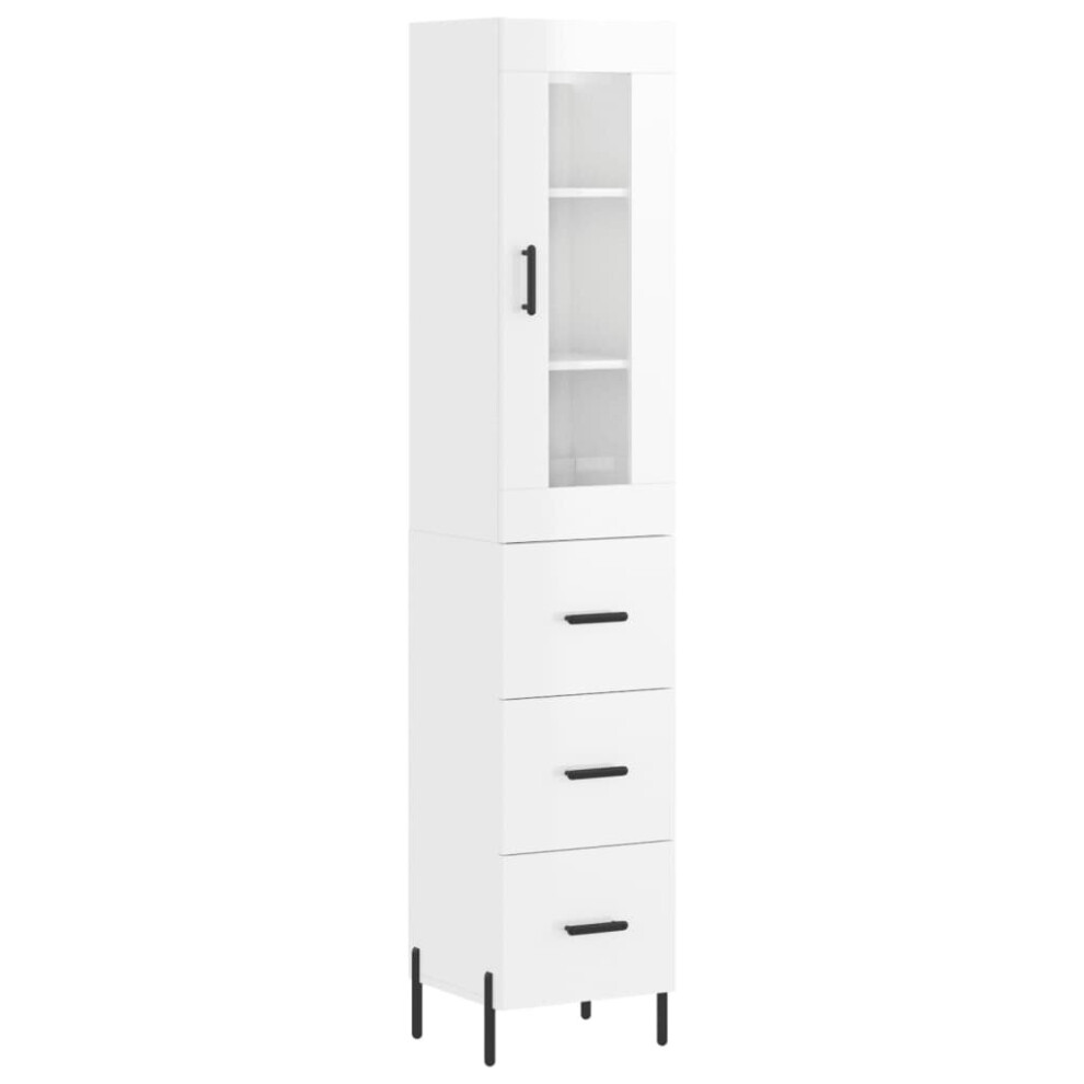 (high gloss white, 3 drawers) vidaXL Highboard Sideboard Tall Storage Cabinet Side Cabinet Engineered Wood