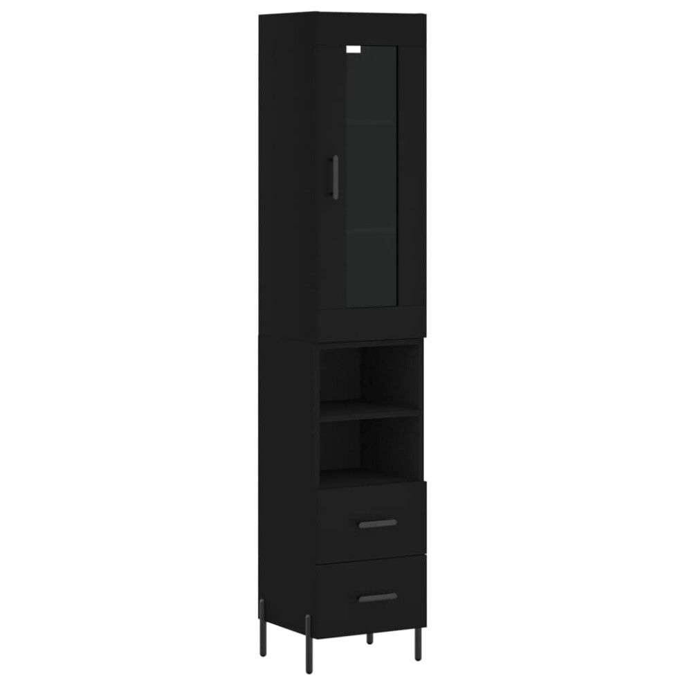 (black, 2 drawers 2 shelves) vidaXL Highboard Sideboard Tall Storage Cabinet Side Cabinet Engineered Wood