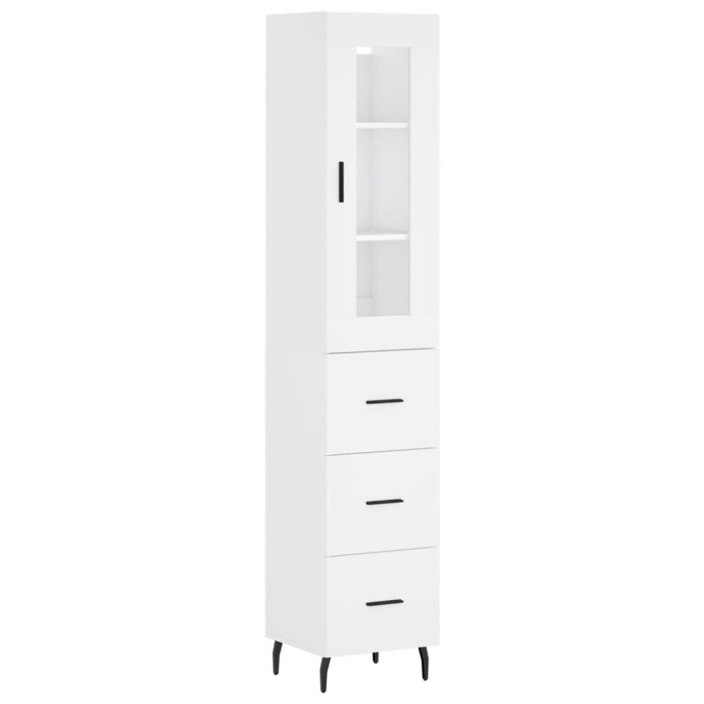 (white, 3 drawers) vidaXL Highboard Sideboard Cupboard Side Board Storage Cabinet Engineered Wood