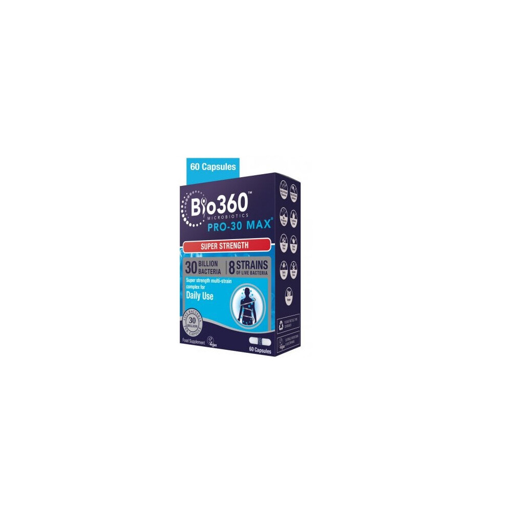 Bio360 Pro-30 MAX 30 Billion Bacteria|from Natures Aid | 60 Capsules