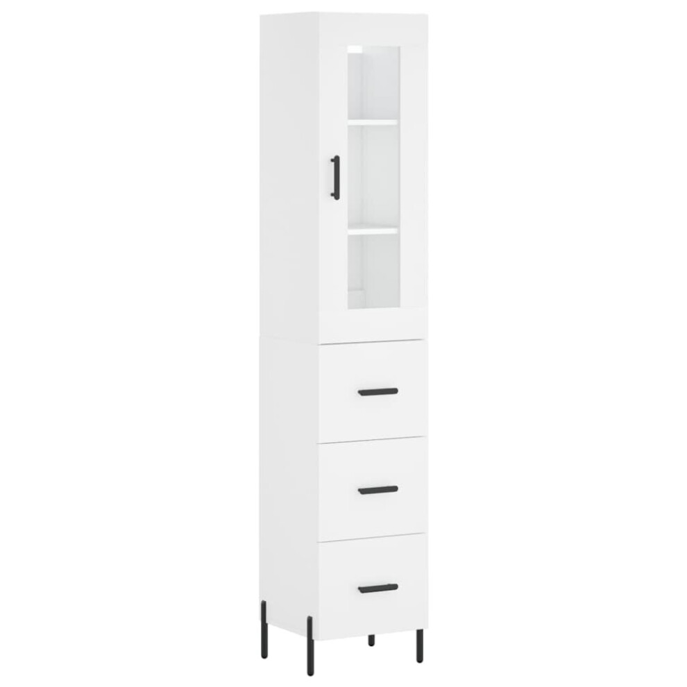 Vidaxl (, 3 Drawers) Highboard Sideboard Tall Storage Cabinet Side Cabinet Engineered Wood White