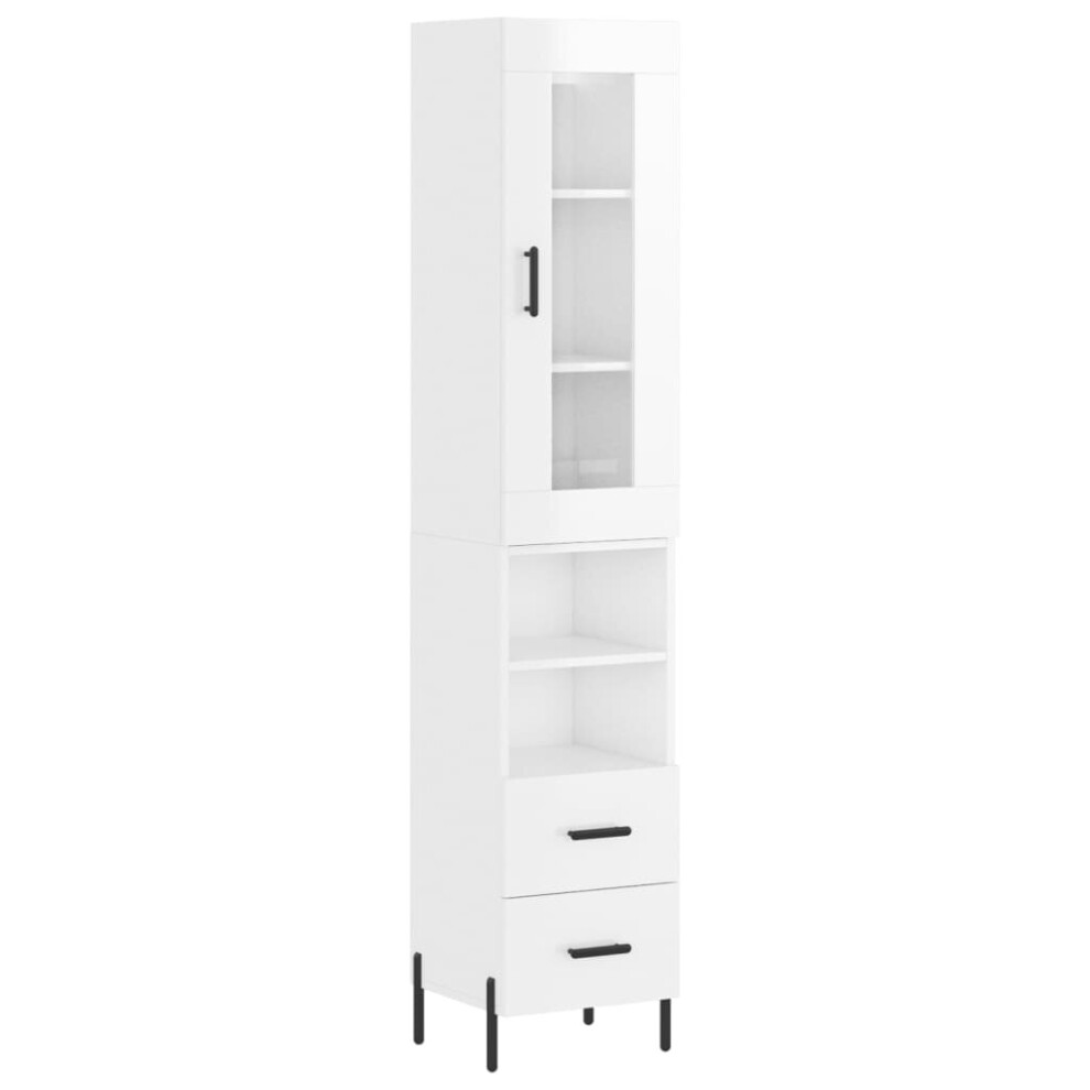 (high gloss white, 2 drawers 2 shelves) vidaXL Highboard Sideboard Tall Storage Cabinet Side Cabinet Engineered Wood