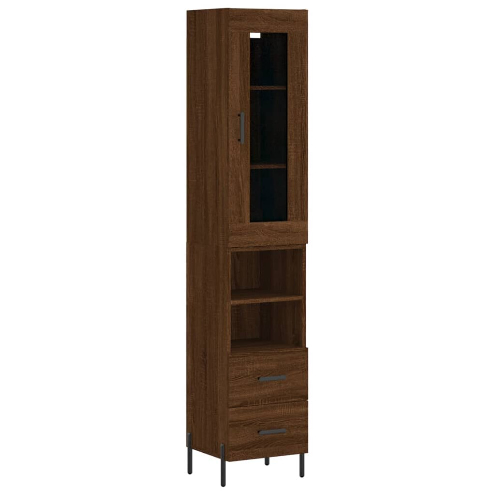 (brown oak, 2 drawers 2 shelves) vidaXL Highboard Sideboard Tall Storage Cabinet Side Cabinet Engineered Wood